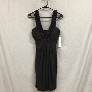 Maggy London Petites Black Ruffle Cocktail Dress 12P New With Tags Evening Party